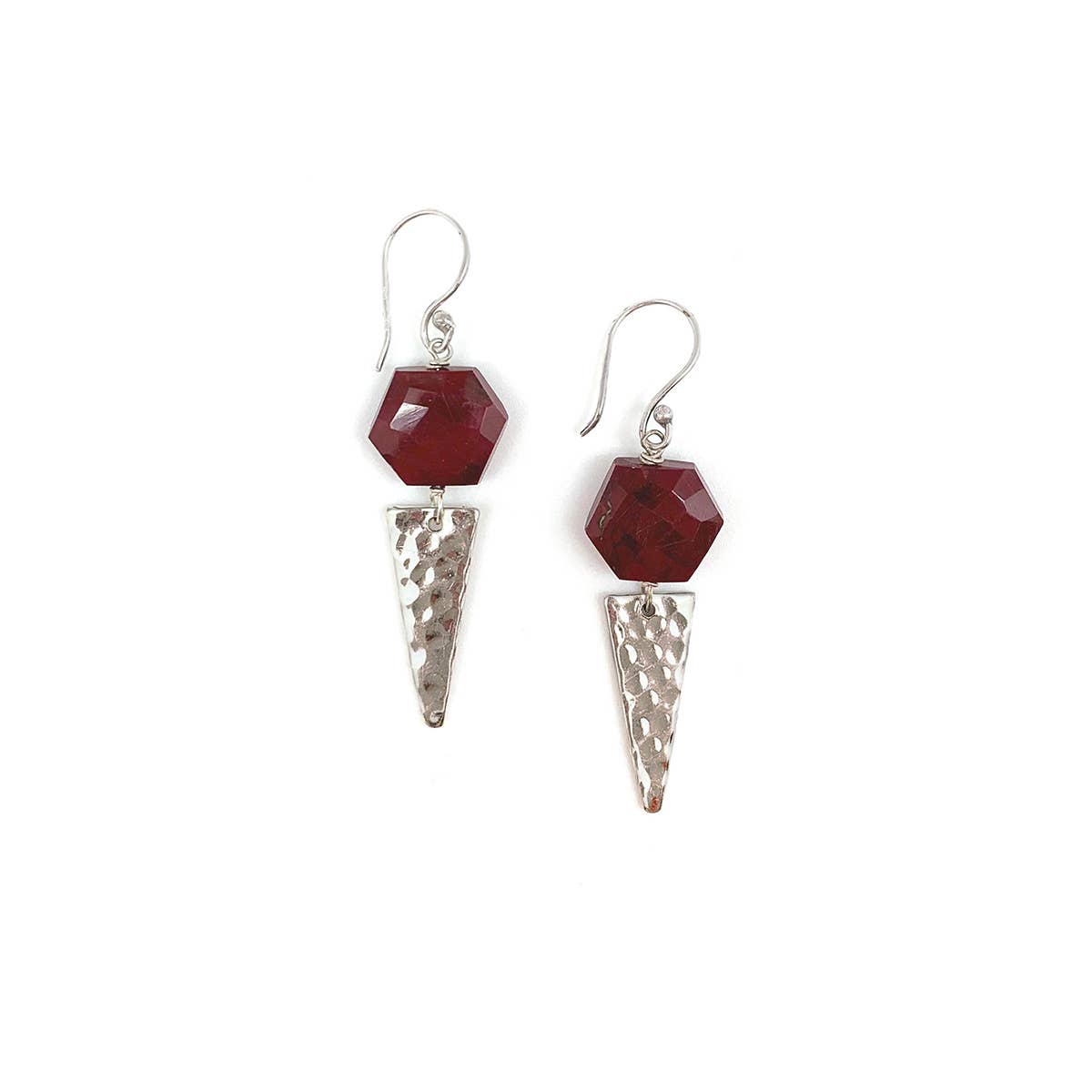 Akriti Silver and Medium Faceted Mookite Earrings