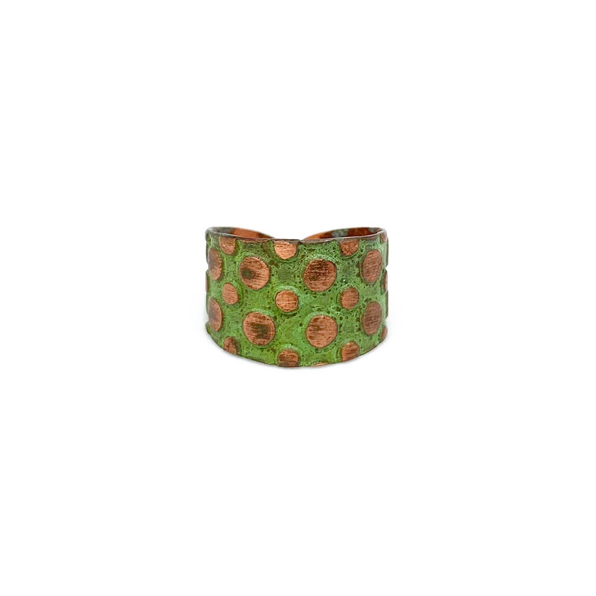 Copper Patina Ring - Light Green Circles