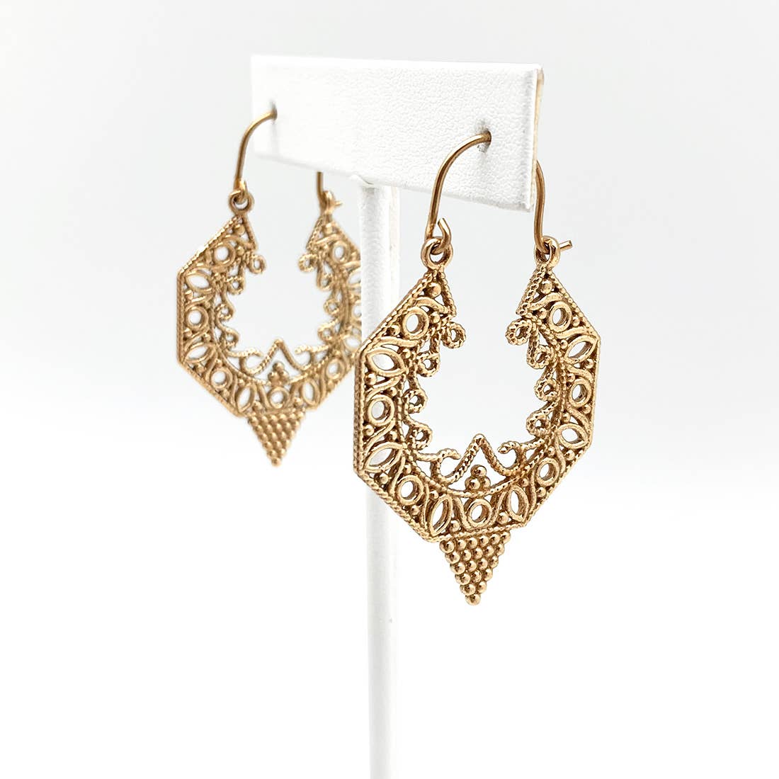Tanvi Collection Earrings - Gold Filigree Octagonal Shapes