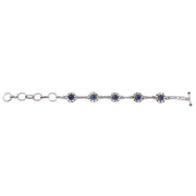 Tanvi Silver Link Bracelet - Lapis Daisies