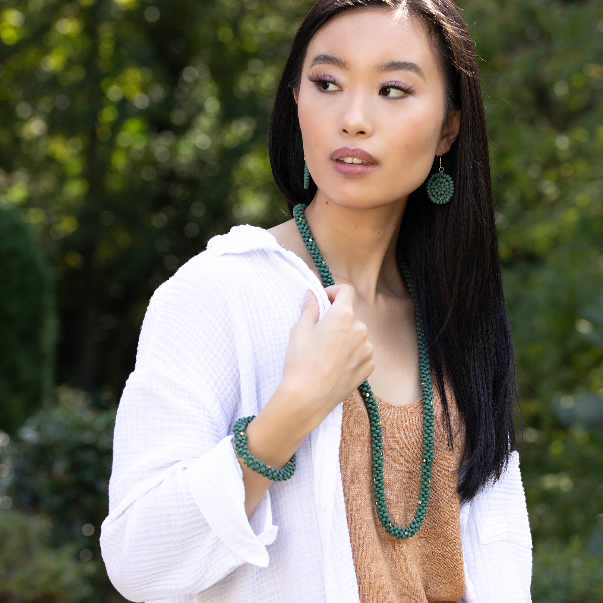 Sachi Chromatic Hues Rope Necklace  - Green