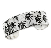 Palm Trees Silver Engraved Cuff Bracelet