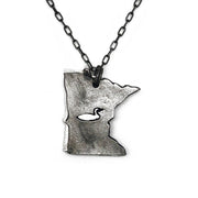 Home State Jewelry - Pewter Necklace - Minnesota with Loon