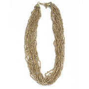 Seed Bead Multi-Strand Bib Necklace - Multiple Color Styles