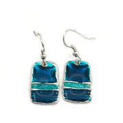 Pewter Earrings with Color Enamel - Teal/Aqua