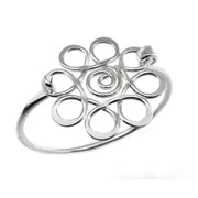 Silver Plated Bangle - Spiral Center Flower