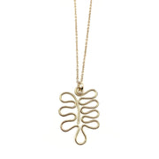 Gold Plated Pendant Necklace - Wavy Leaf