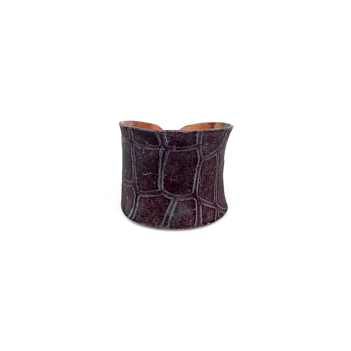 Copper Patina Ring - Dark Purple Crocodile