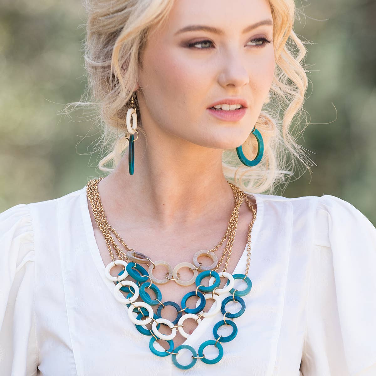 Omala Azure Coast Collection - Layered Rings Necklace