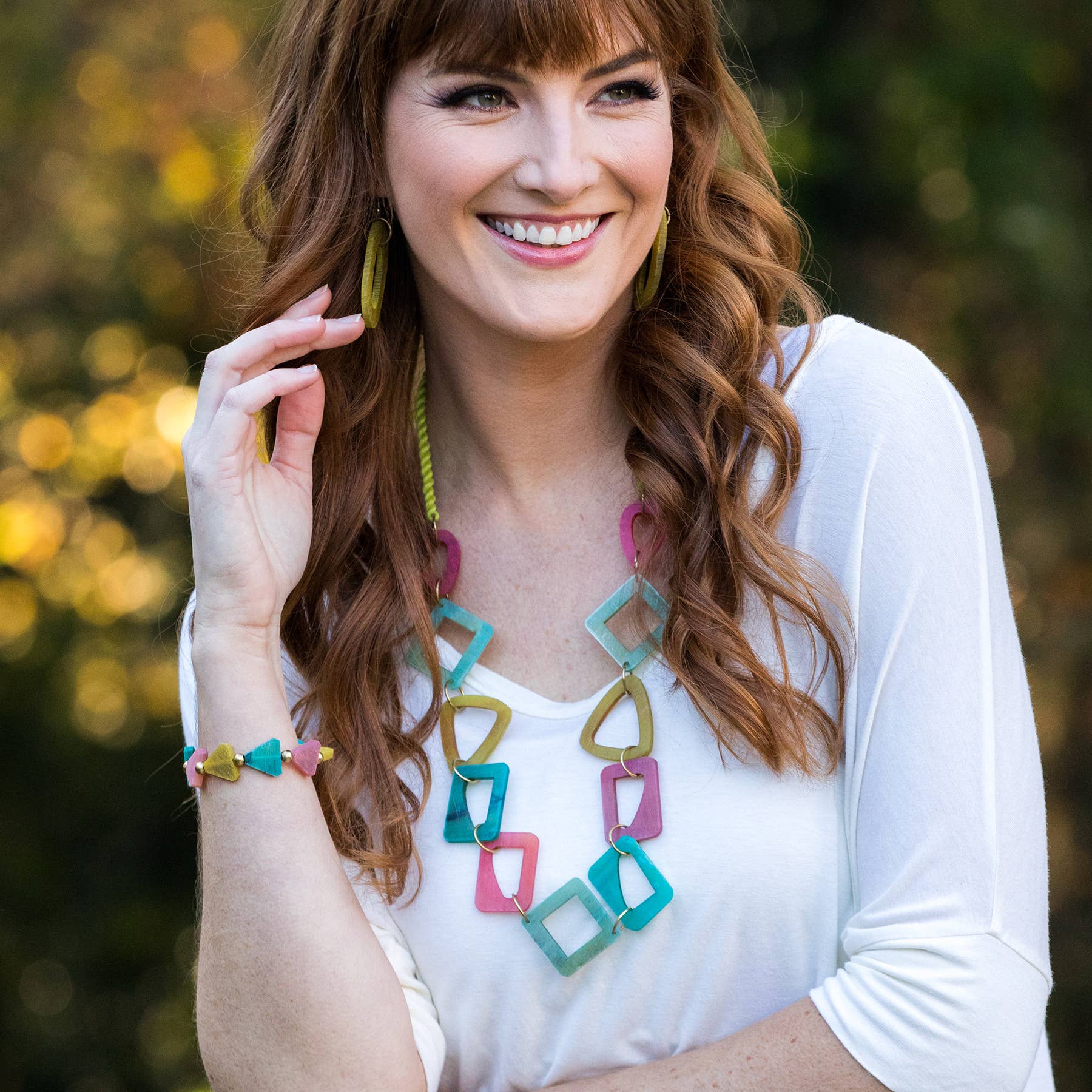 Omala Pleasing Pastels Collection Necklace - Open Triangles