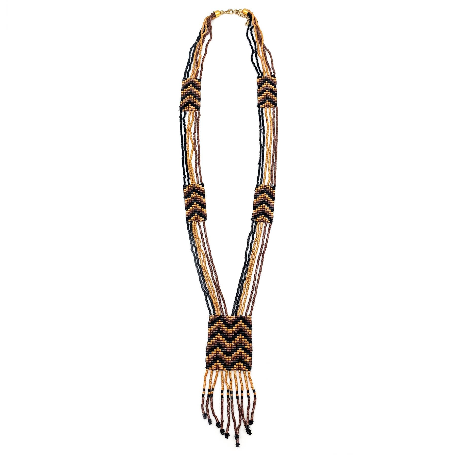 Sachi Beaded Safari Necklace - Double Chevrons Pendant