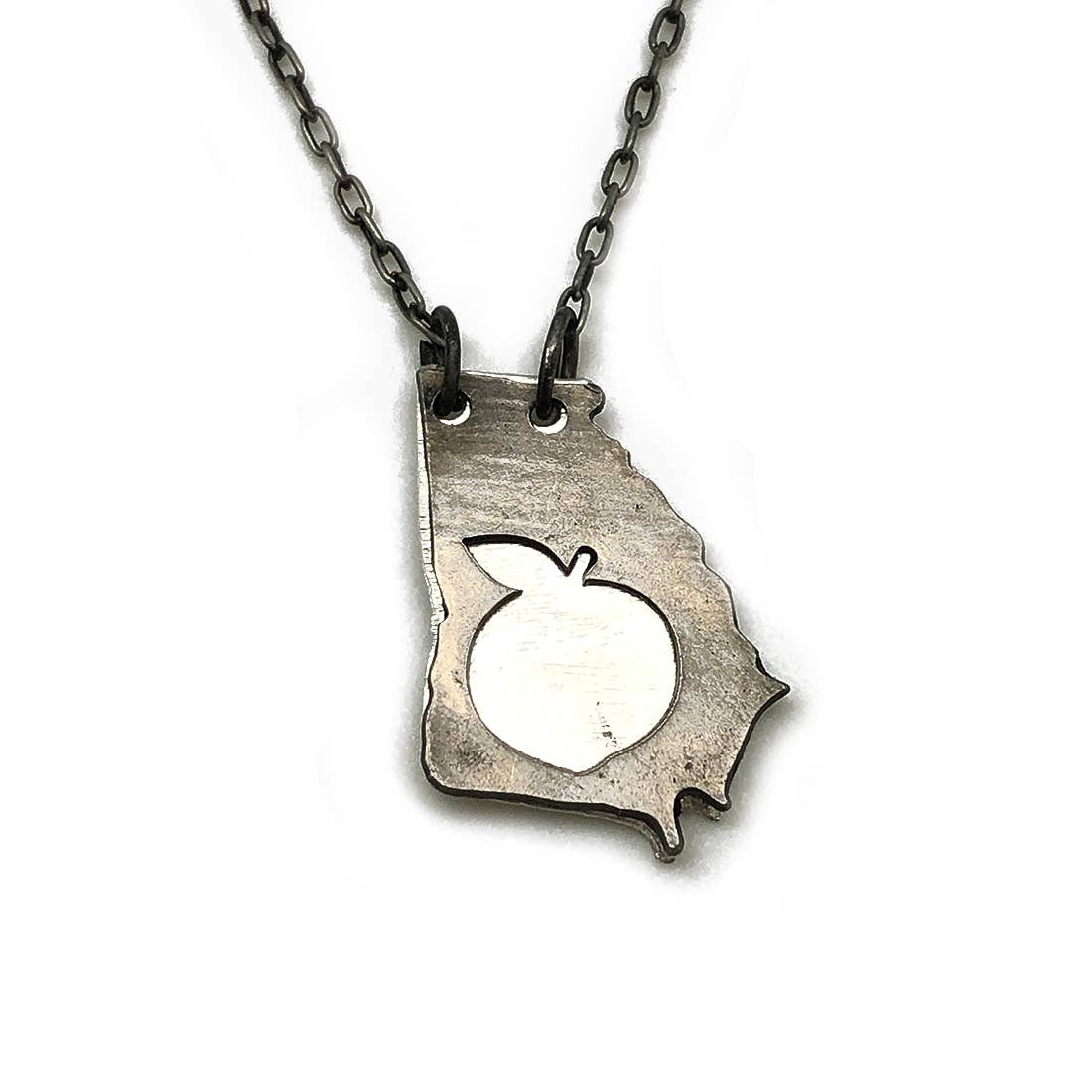 Home State Jewelry - Pewter Necklace - Georgia with Peach