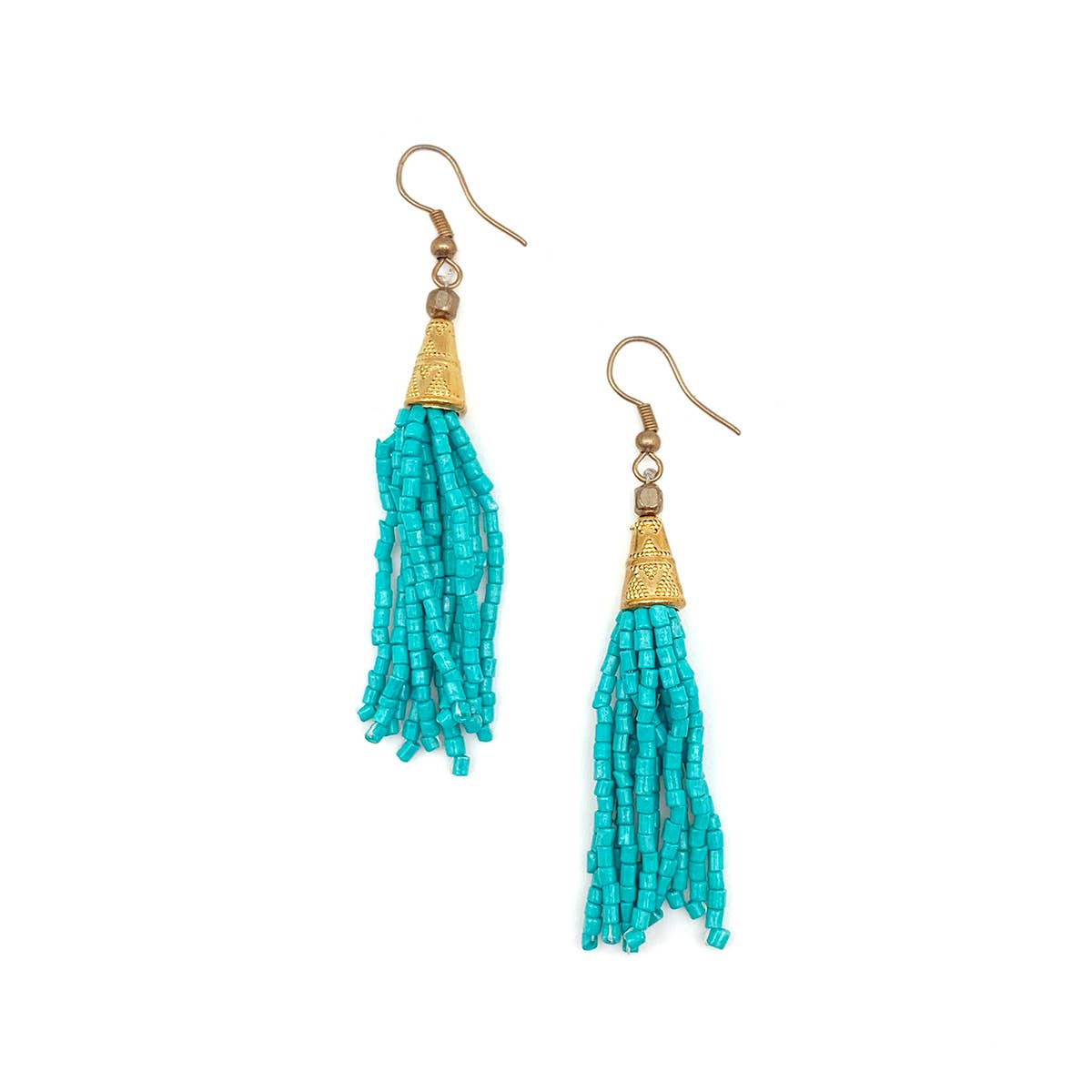 Sachi Island Waterfalls Earrings - Turquoise Solid Tassel