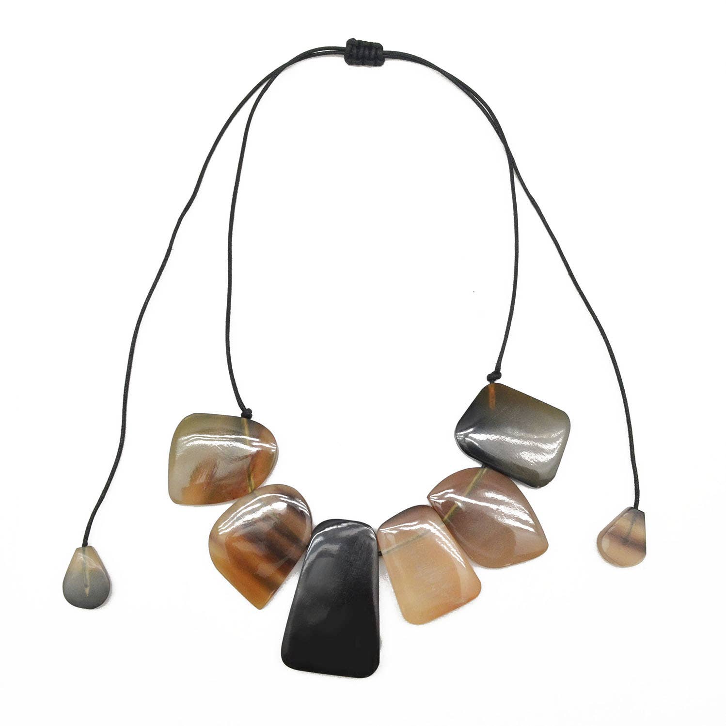 Omala Collection Necklace - Brown and Tan with Pull Closure