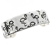 Flamingo Silver Engraved Cuff Bracelet
