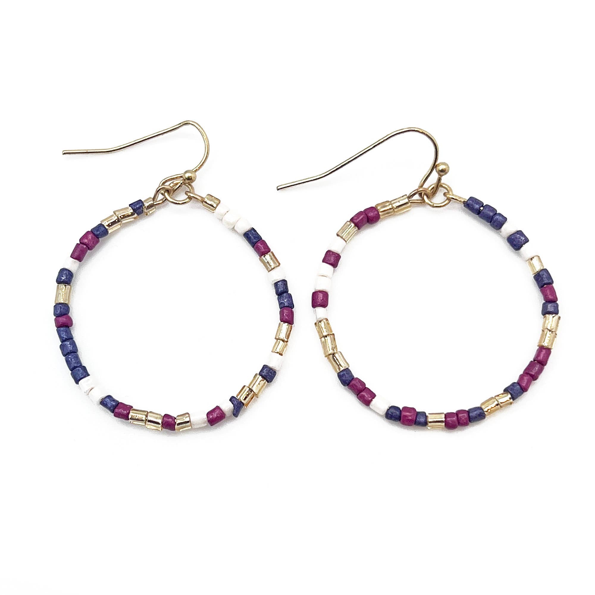 Seed Bead Hoop Earrings - Multiple Color Styles