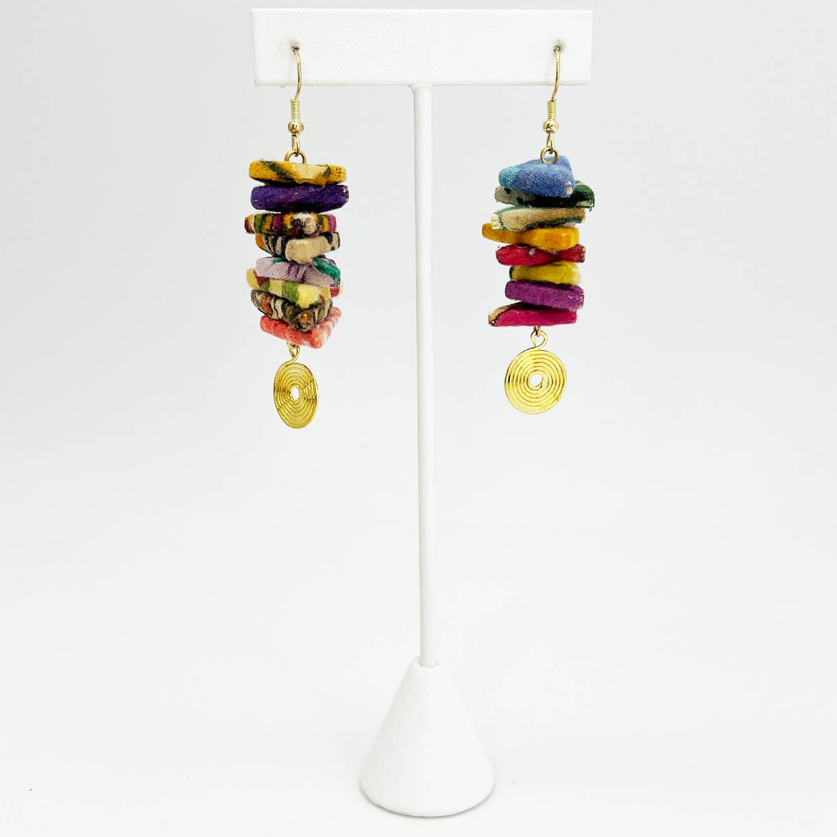 Aasha Stacked Triangle Swirls Earrings