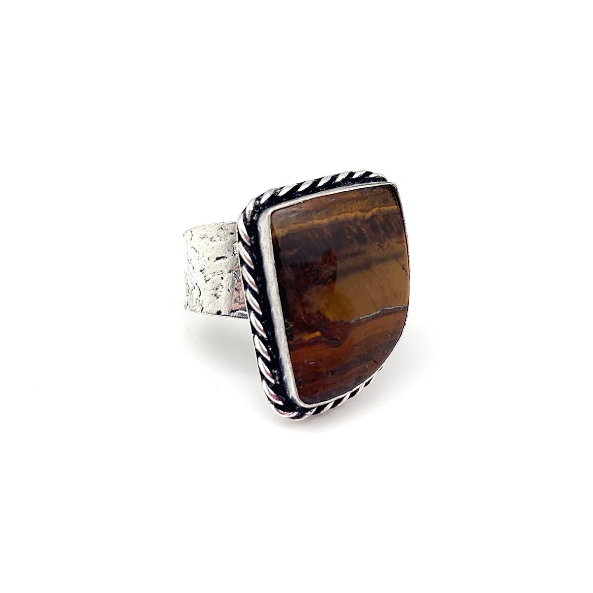 Handcrafted Kashi Semiprecious Stone Ring - Tigereye