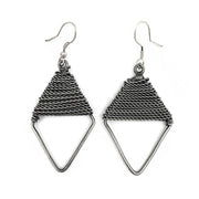 Basketweave Antique Silver Half Wrapped Diamond Earrings