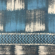 Block Printed Cotton Scarf - Navy and Blue Hatched Squares