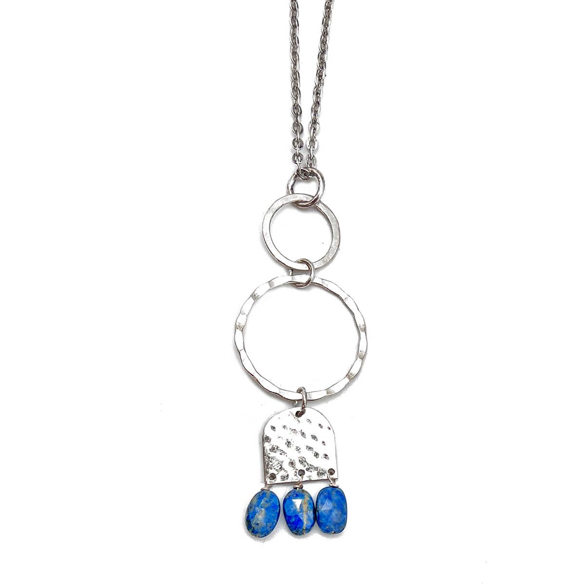 Banjara Collection Necklace - Hammered Silver and Lapis