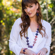 Omala Primrose and Plum Collection Necklace - Squares/Metal