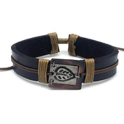 Pull Tie Leather Bracelet - Leaf Cutout in Frame
