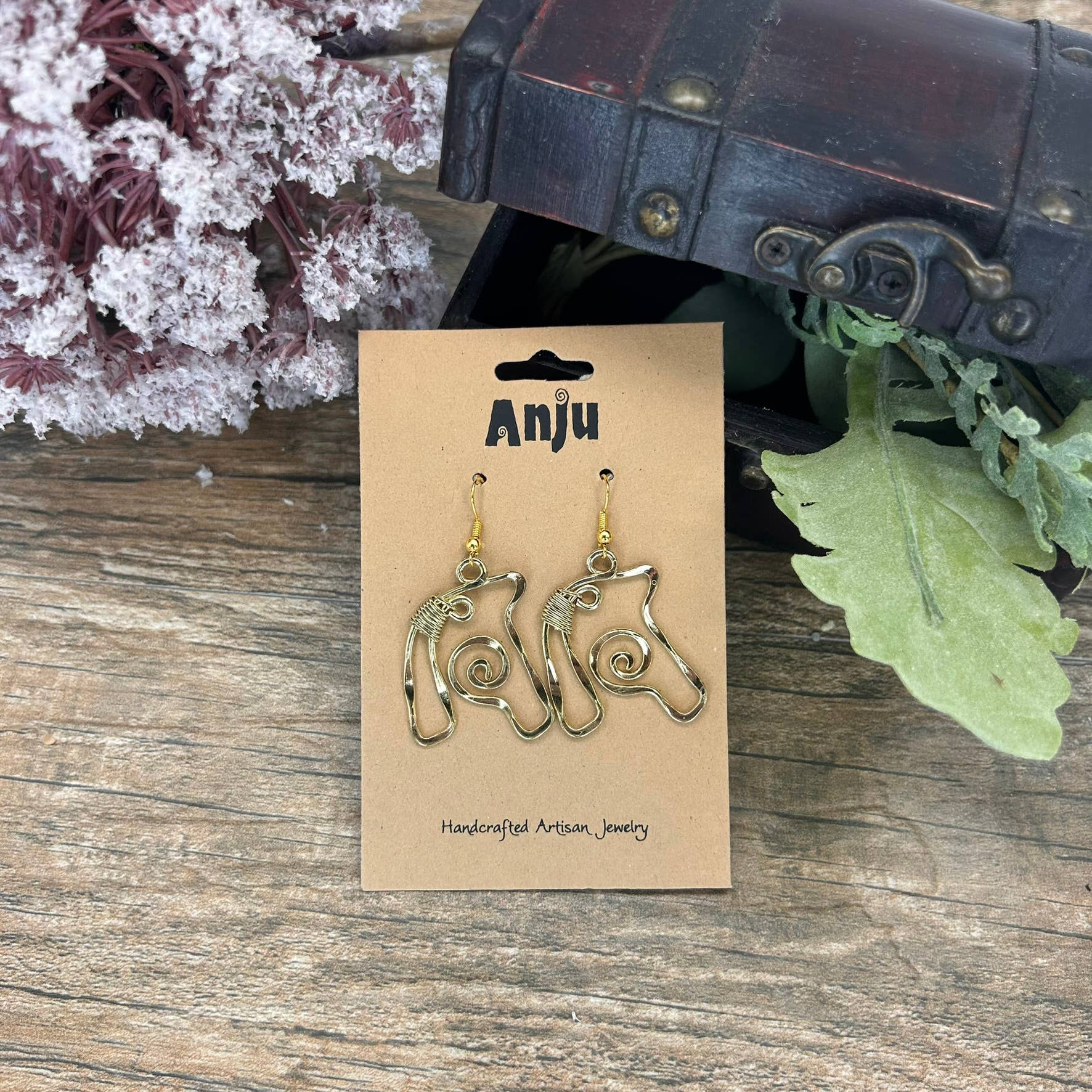 Gold Plated Earrings - Horse