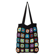 Laya Black Cotton Crochet Tote Bags