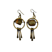 Banjara Fancy Jasper Brass Fringe Earrings