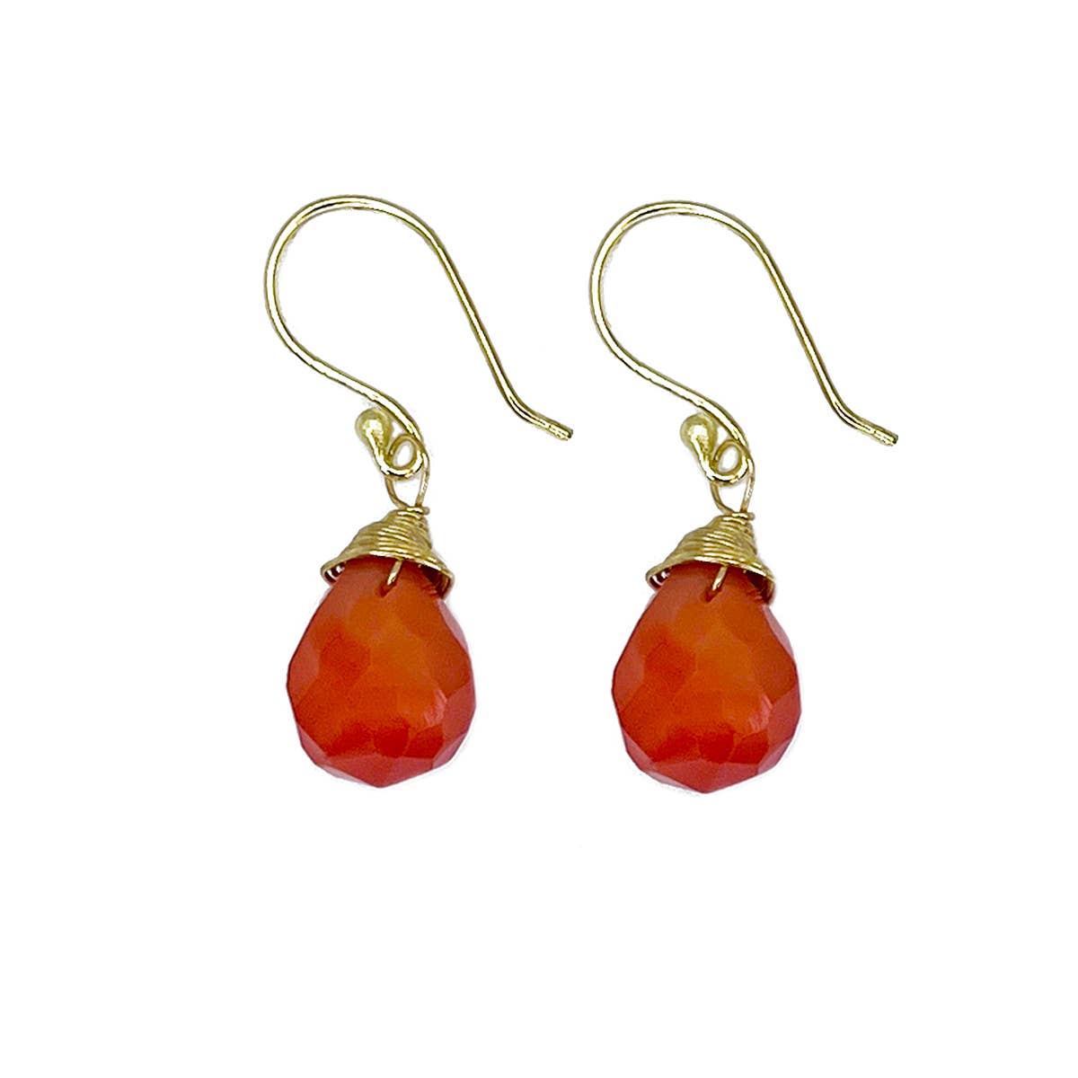Gold-Plated Carnelian Teardrop Earrings