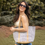 Isla Cotton and Jute Durable Everyday Tote - Black