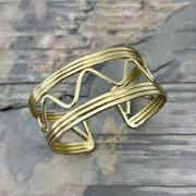 Handcrafted Gold Zig-Zag Wire Cuff Bracelet