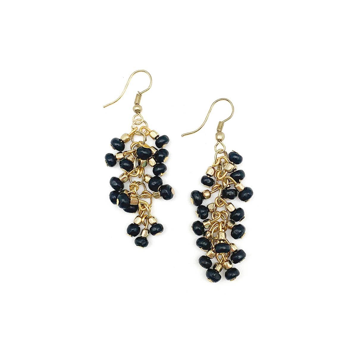 Sachi Chromatic Hues - Charcoal Dangle Cluster Earrings