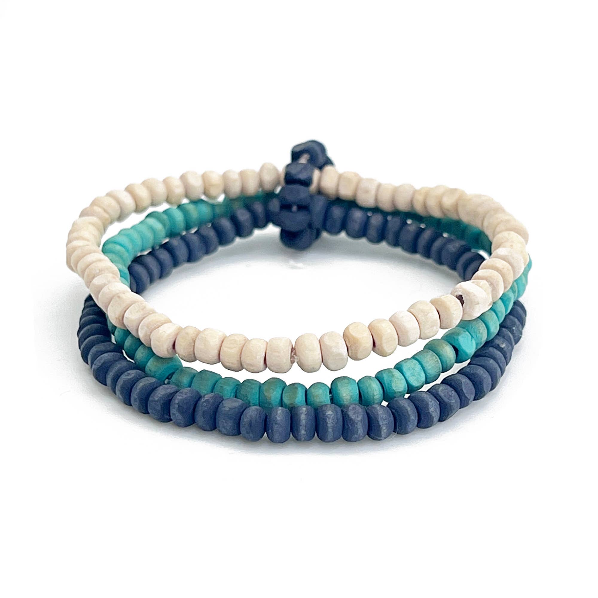 Prismatic Hues Stretch Bracelet - Turquoise, Black, White