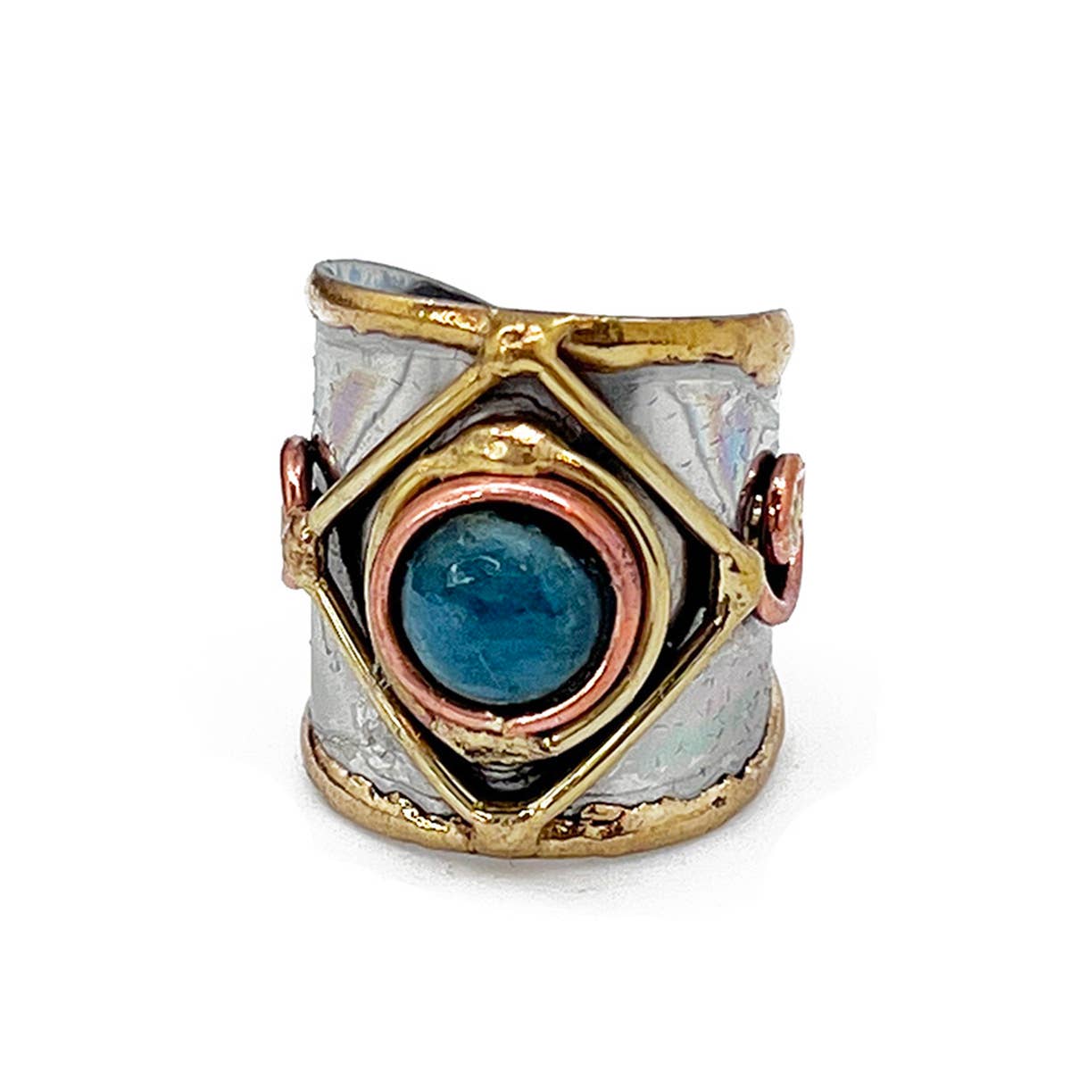 Mixed Metal Cuff Ring with Single Stone - Multiple Styles