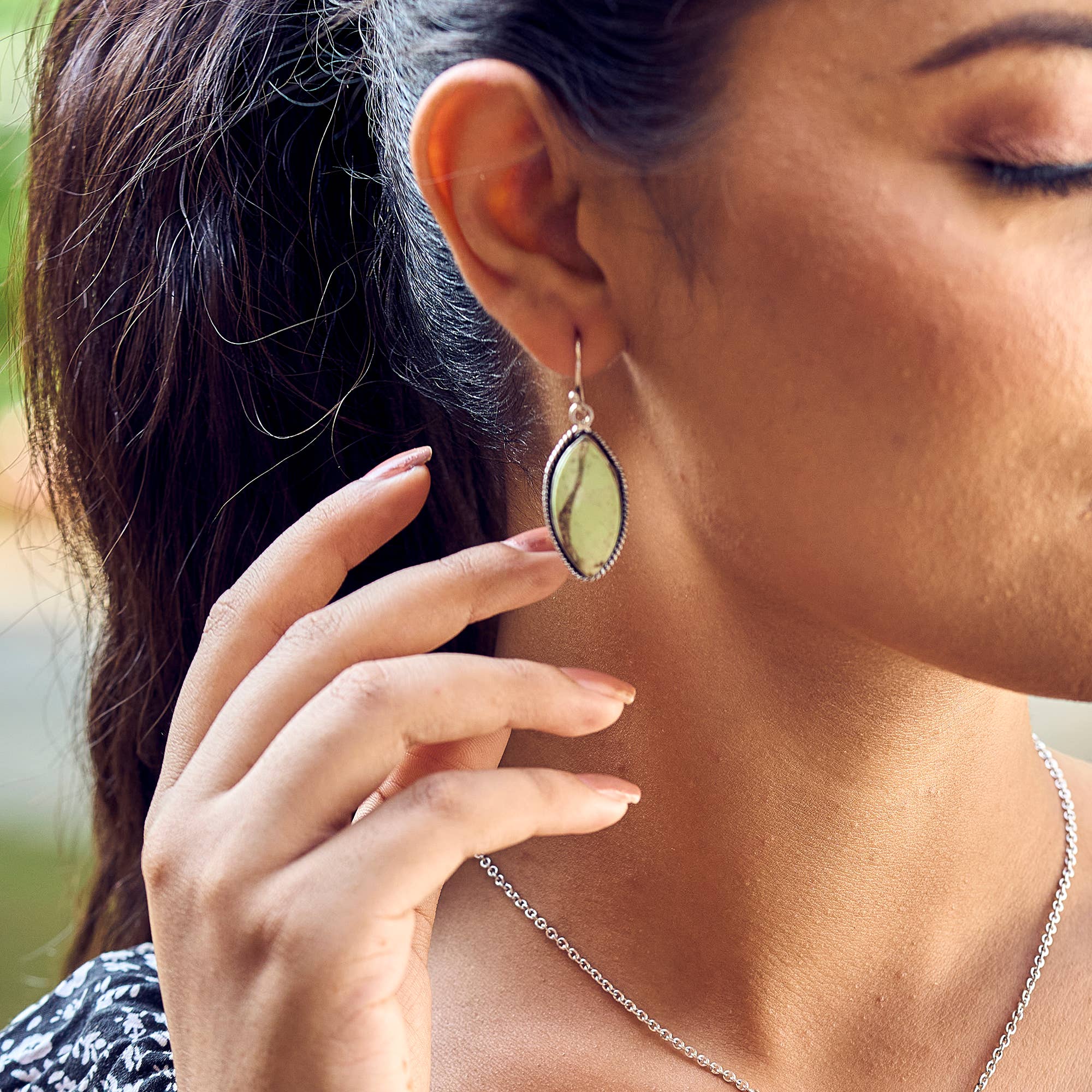 Handcrafted Semiprecious Stone Earrings - Lemon Chrysoprase