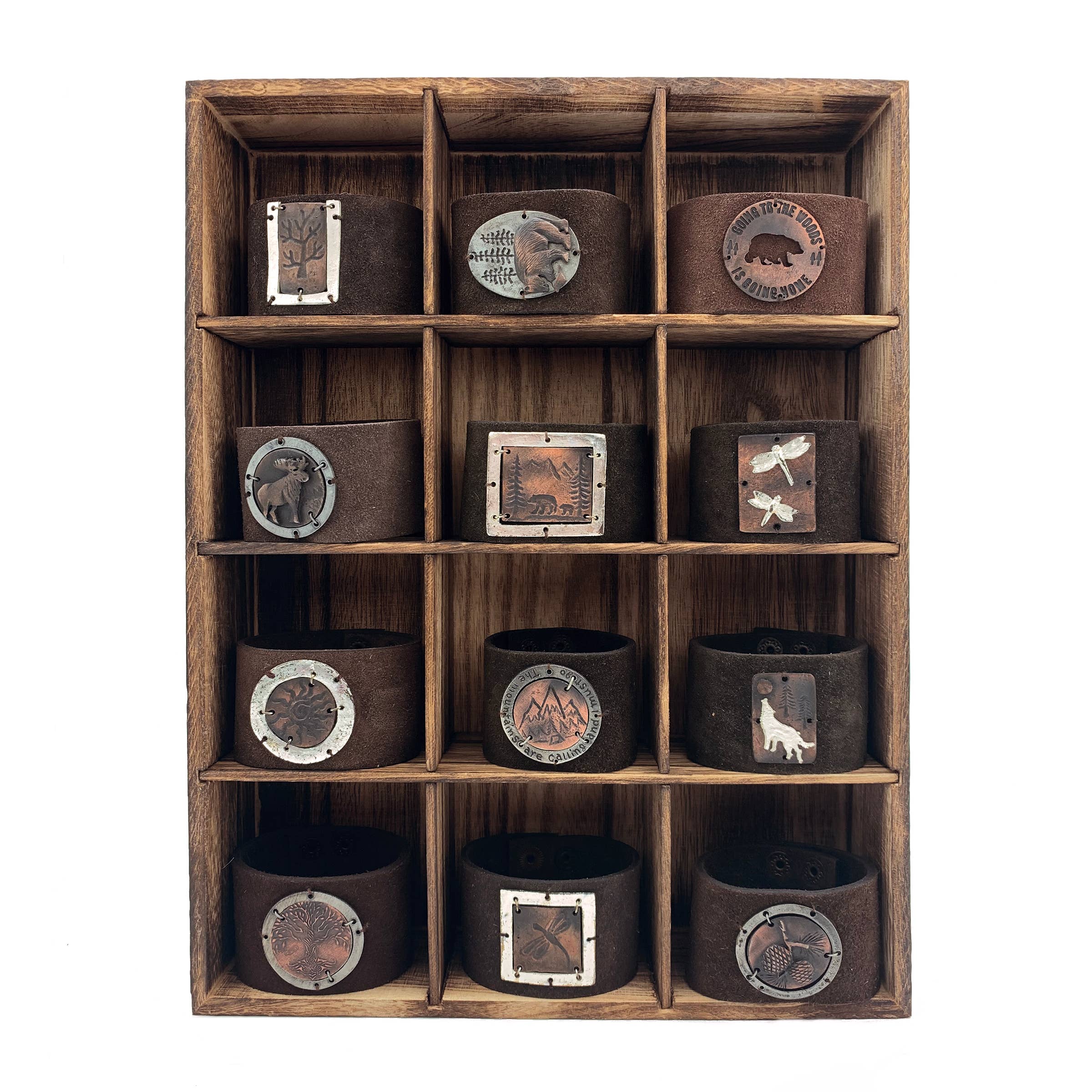 Artisan Nature Collection: 12-Piece Leather Cuff Display Set
