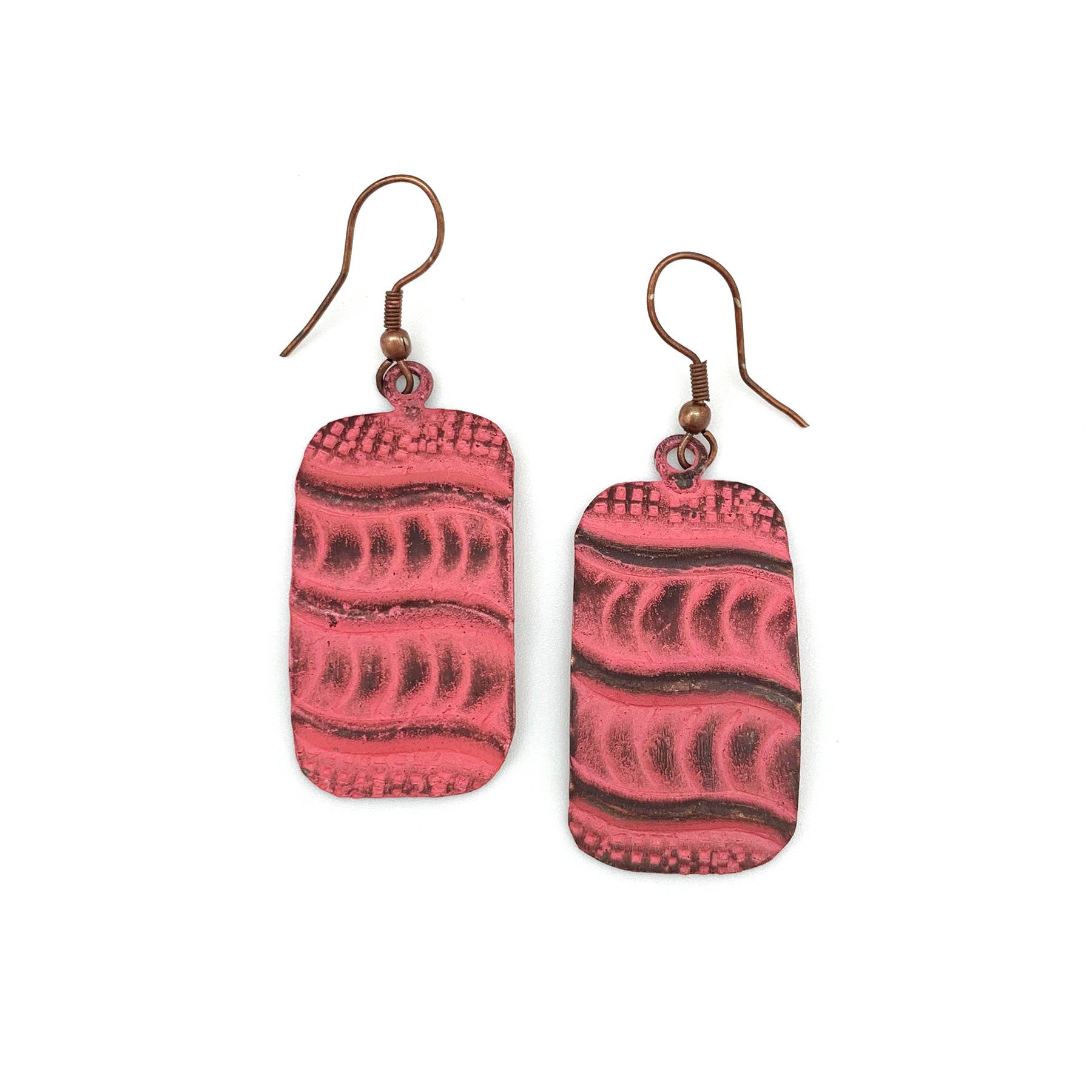 Copper Patina Earrings - Coral Waves