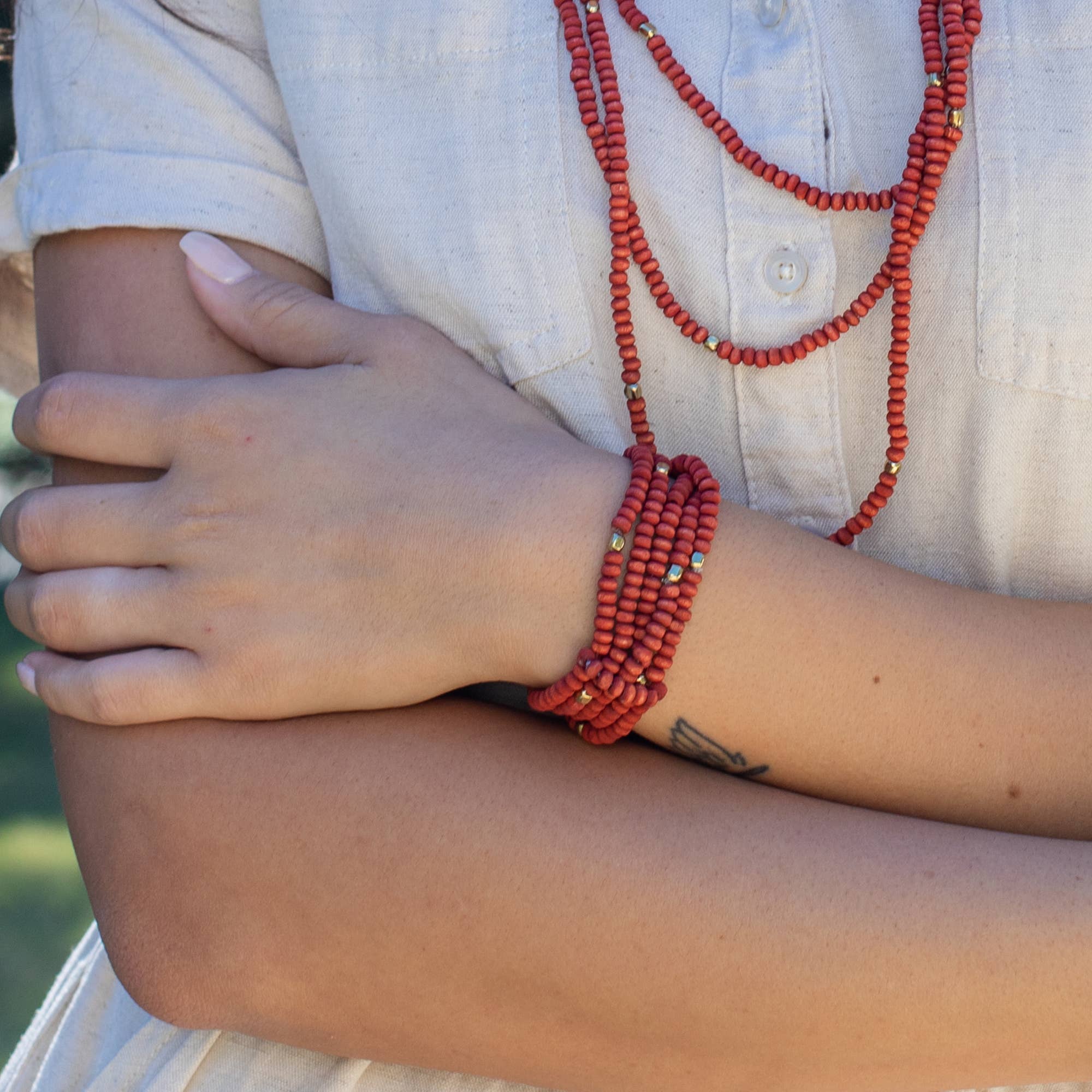 Sachi Chromatic Hues - Orange Multi-Strand Bracelet