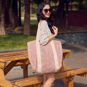 Handcrafted Canvas Bag with Block-Printed Zigzag Charm