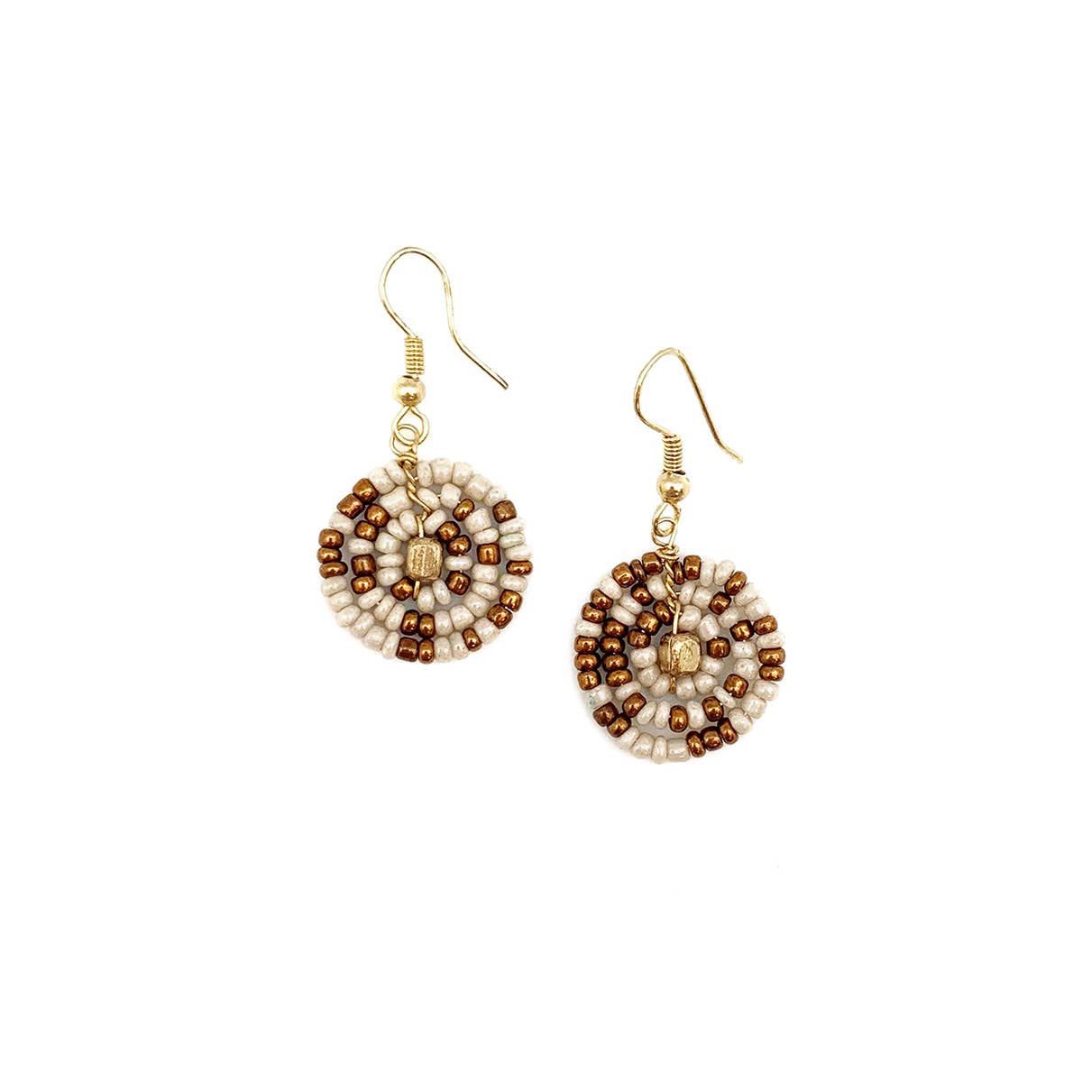 Sachi Coffee & Cream Collection Earrings - Beaded Circle