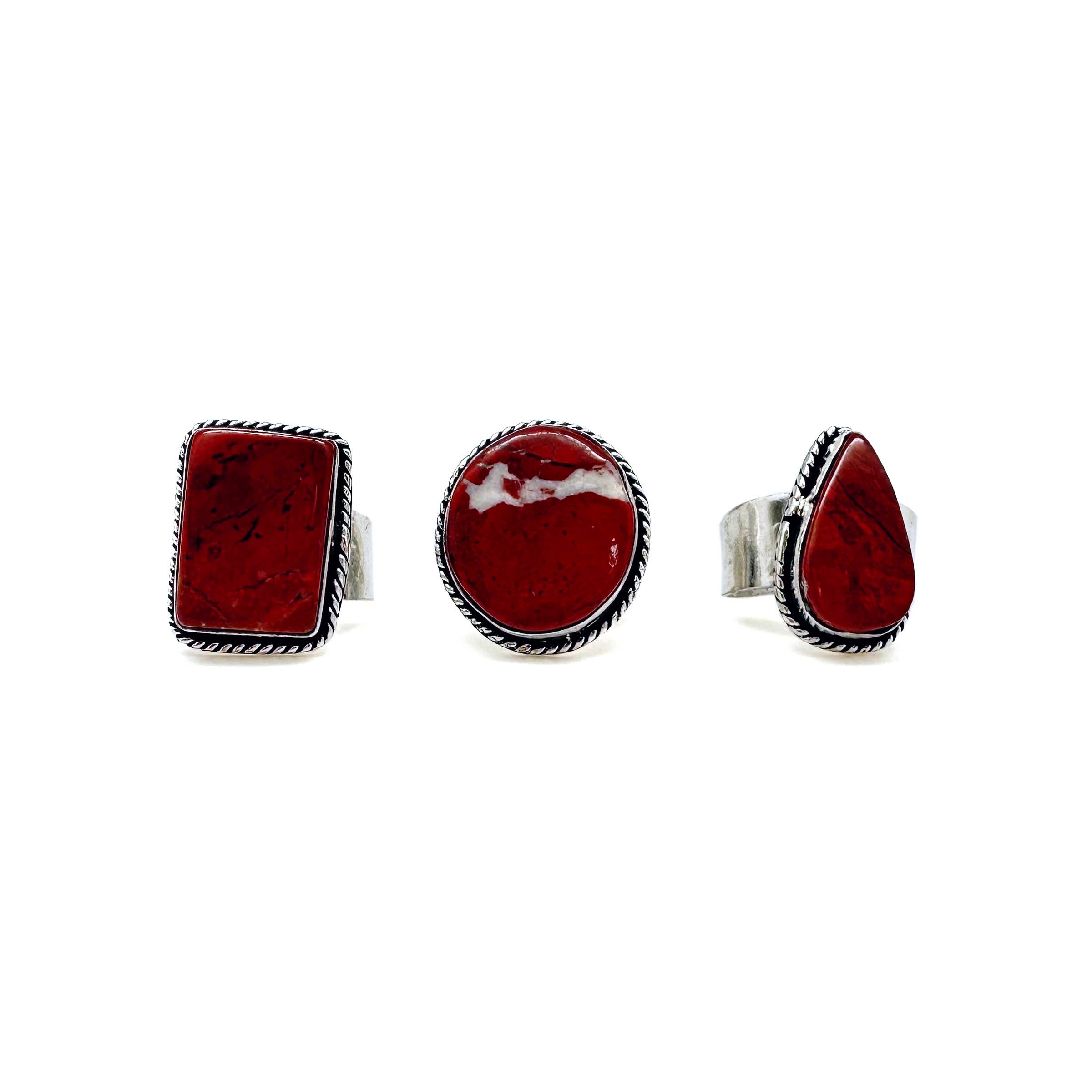 Handcrafted Kashi Semiprecious Stone Ring - Red Jasper