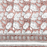 Block Printed Cotton Scarf - Taupe and White Abstract Floral