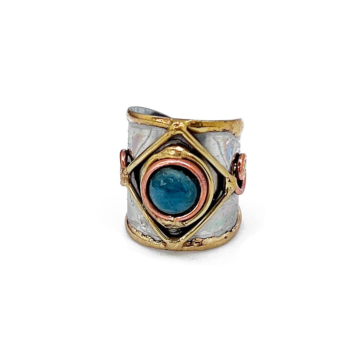 12 Mixed Metal Cuff Rings with Small Stone & Display