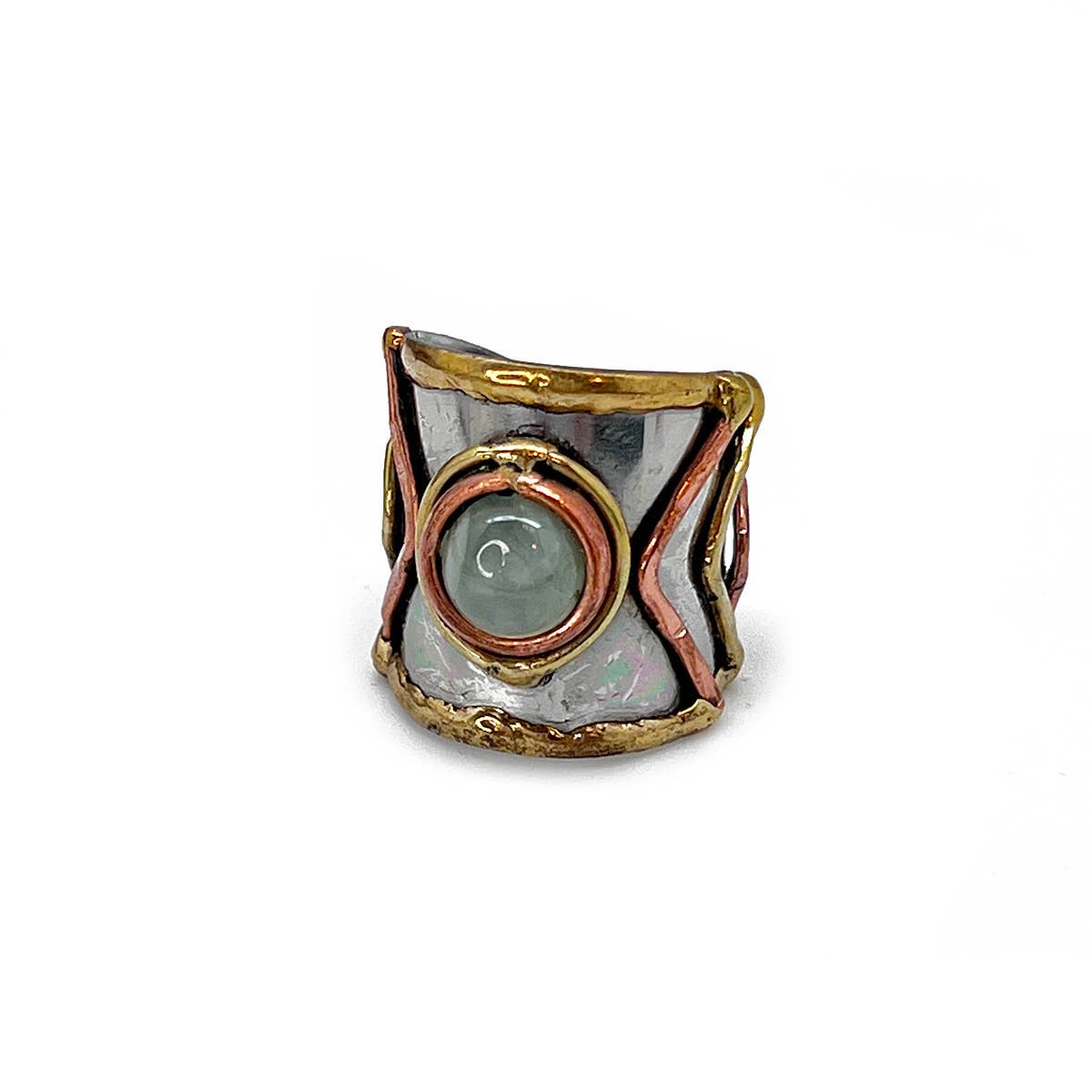 Mixed Metal Cuff Ring with Single Stone - Multiple Styles