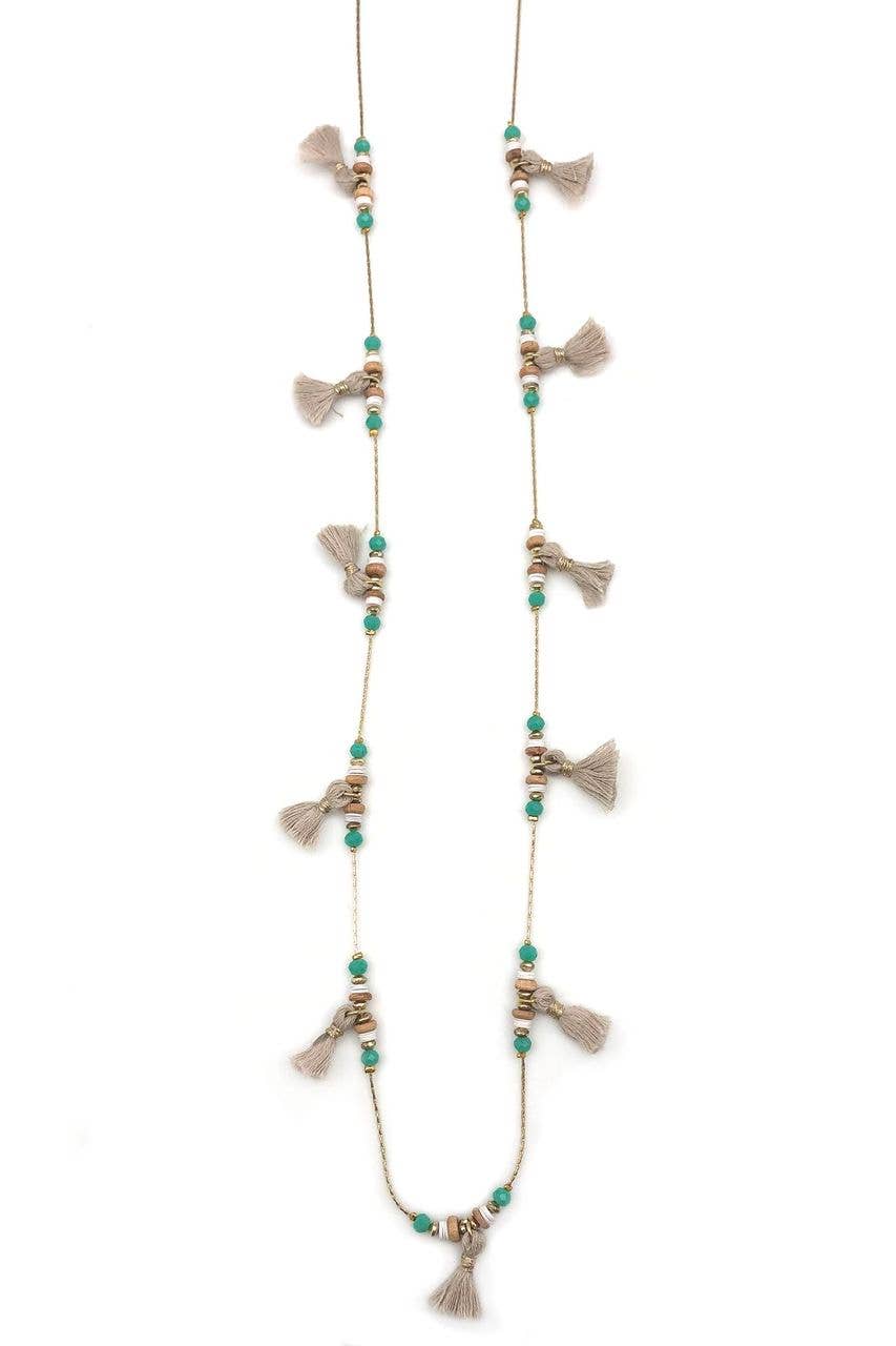 Sachi Blue Beads Long Necklace