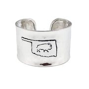 Silver Adjustable Cuff Bracelet - Oklahoma with Bison