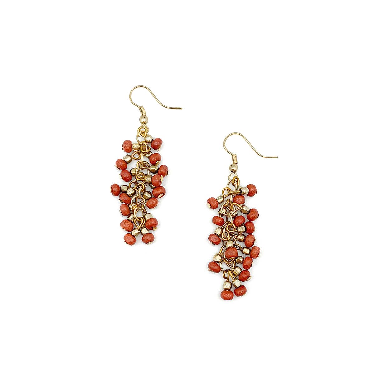 Sachi Chromatic Hues - Orange Dangle Cluster Earrings