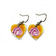 Pewter Earrings with Color Enamel - Squash/Lilac Heart